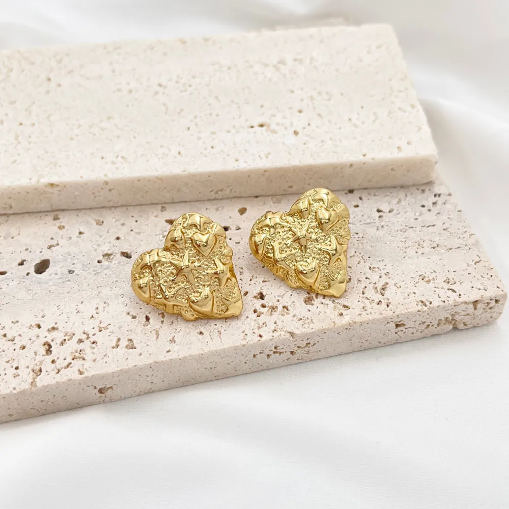 Cuore Lavorato -Orecchini in Acciaio - OAP-754-10