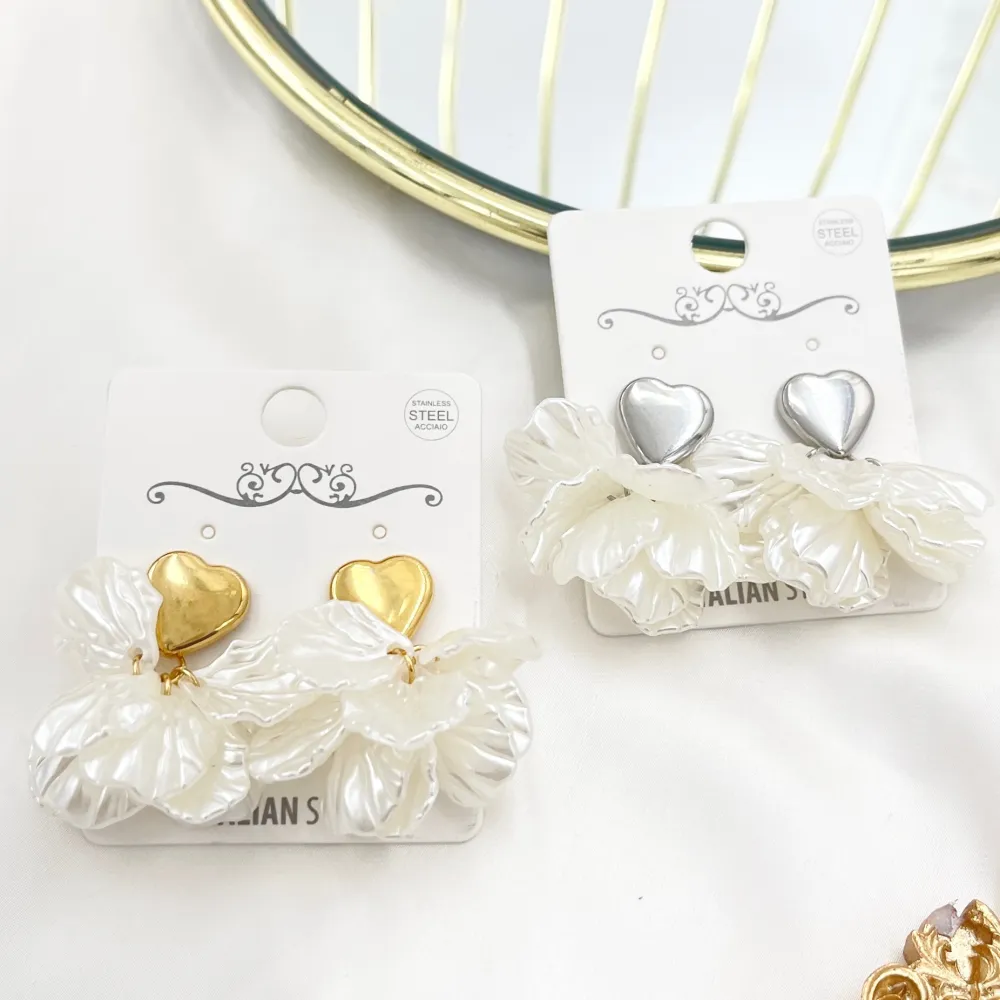 Cuore Petali-Orecchini in Acciaio - OAP-760-09