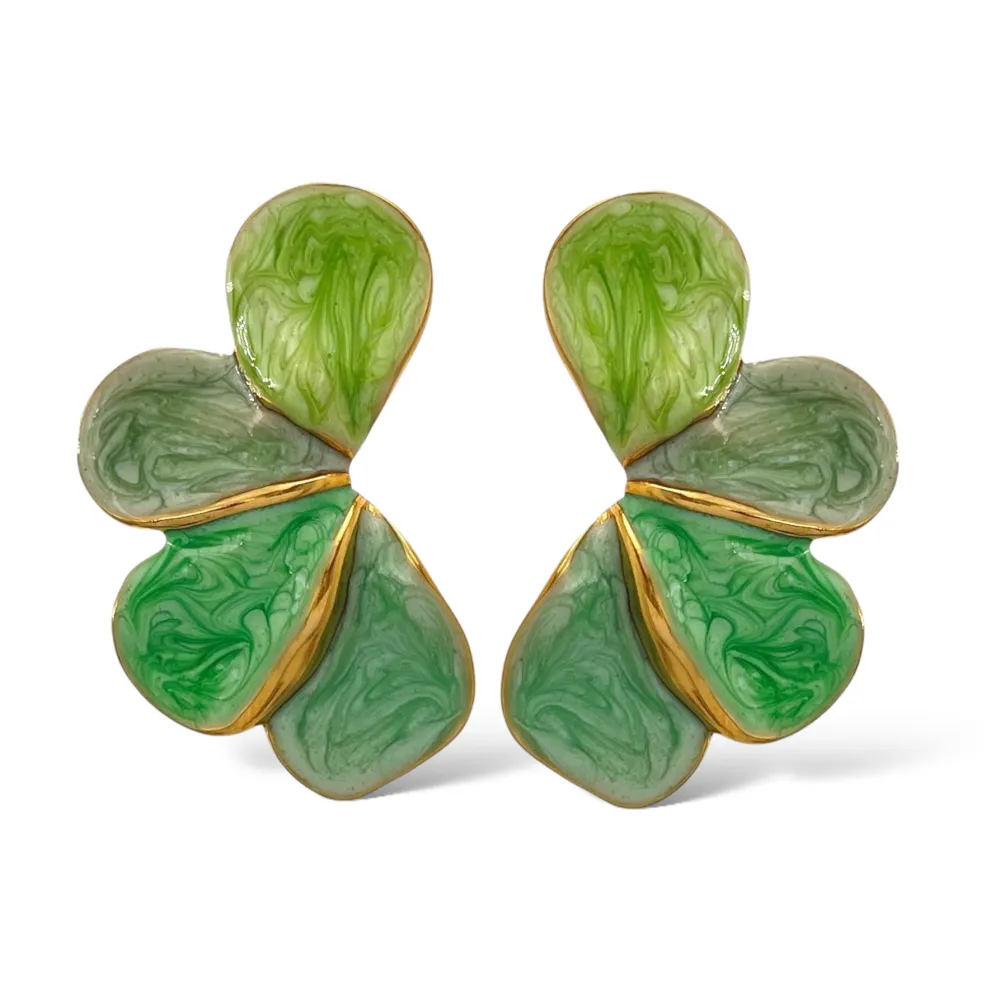 Petali Smaltato-Orecchini in Acciaio - OAP-765-49