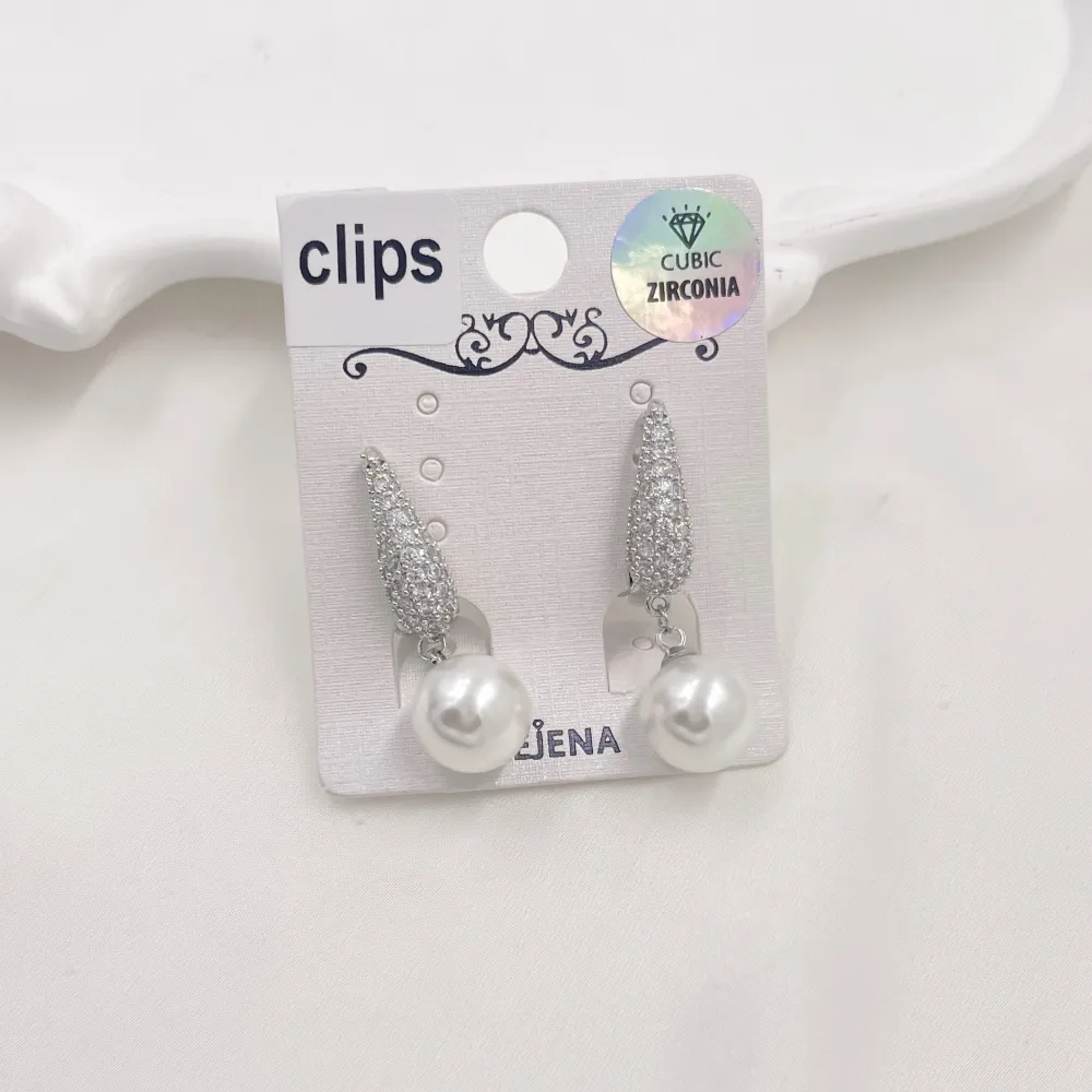 Cerchio con Perla-Orecchini a Clip in Acciaio - OMK-506-340