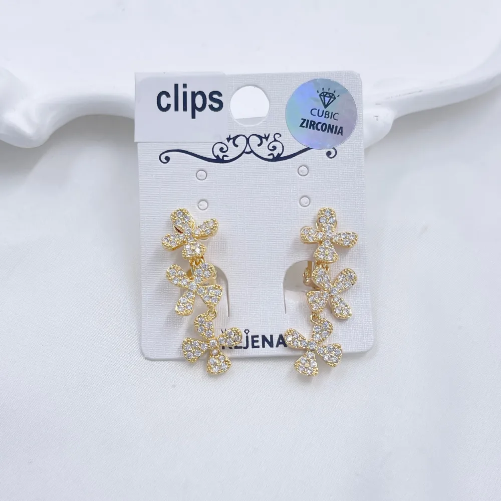 Tre Fiore-Orecchini a Clip in Acciaio - OMK-506-348