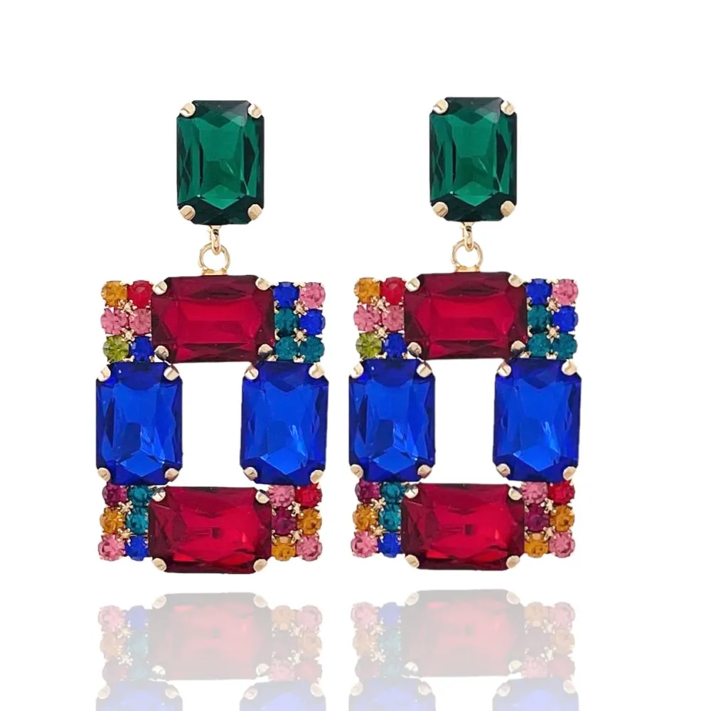 Quadrato-Orecchini Moda Vetro - OMM-381-203