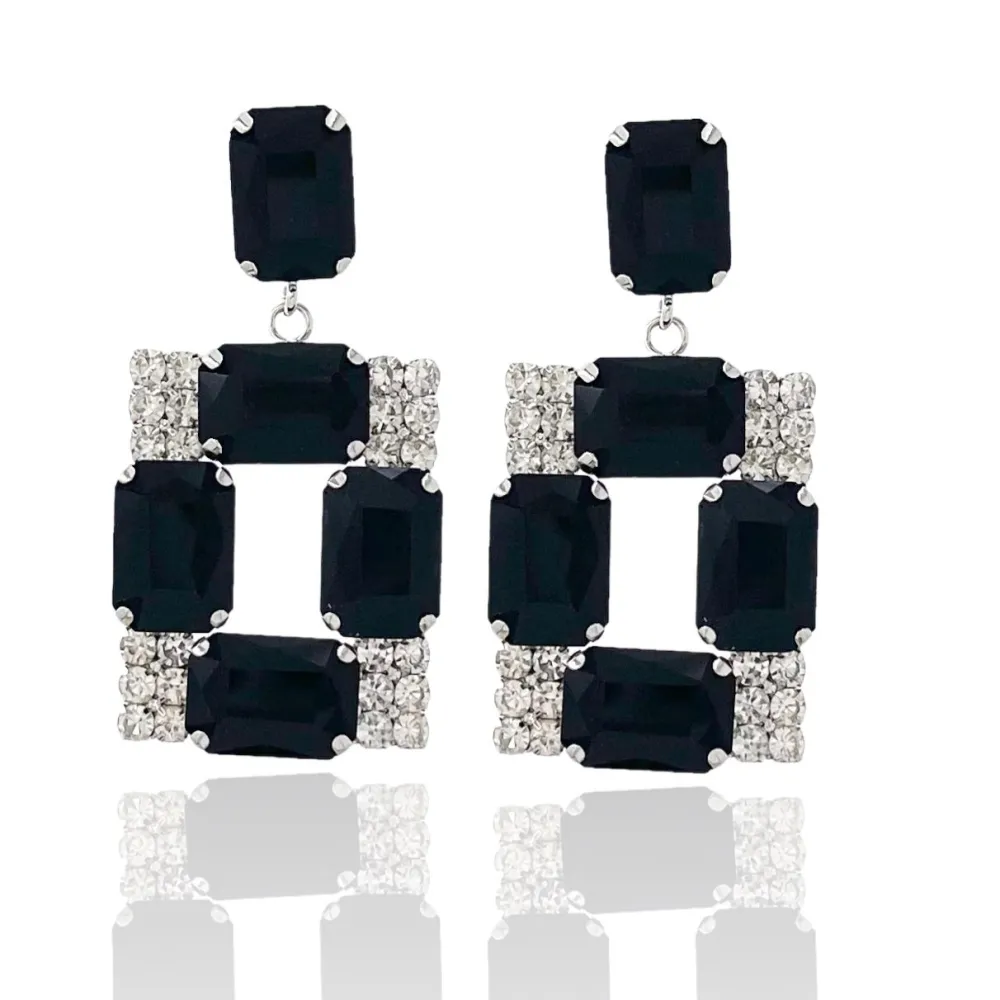 Quadrato-Orecchini Moda Vetro - OMM-381-203