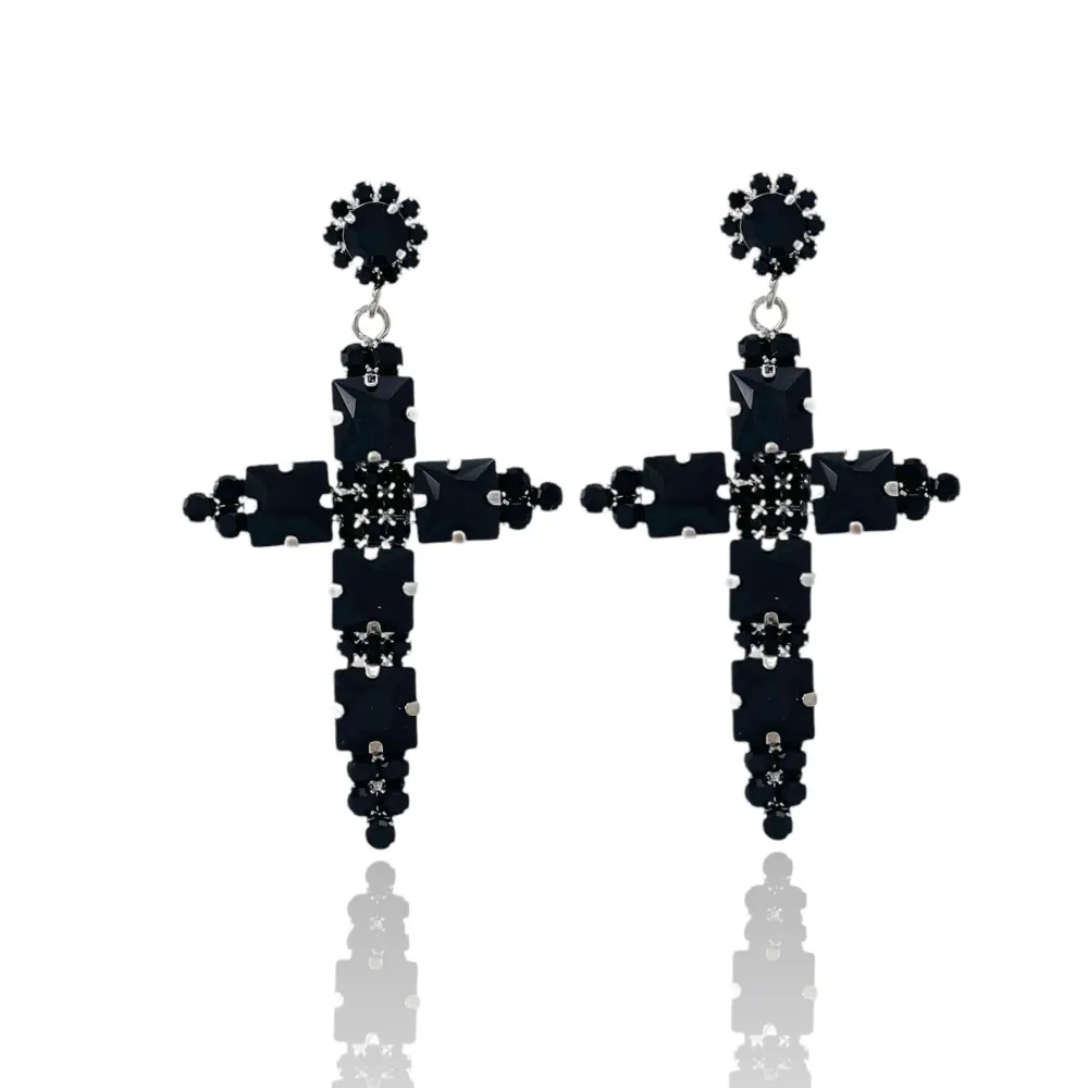 Croce -Orecchini Moda Vetro - OMM-381-206