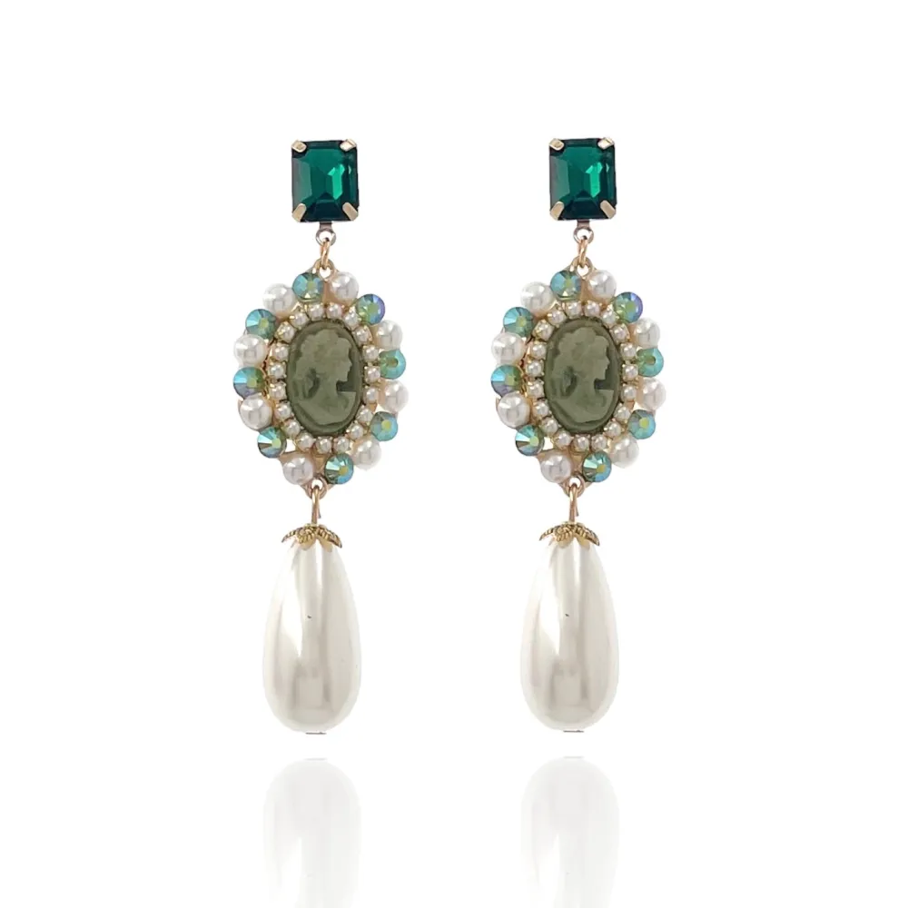 Cameo con Goccia di Perla-Orecchini Moda - OMM-520-L18