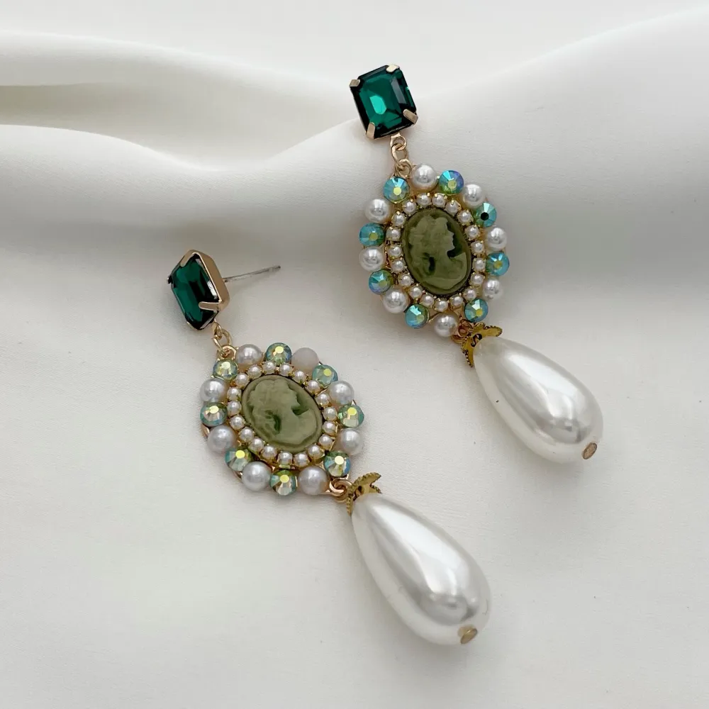 Cameo con Goccia di Perla-Orecchini Moda - OMM-520-L18