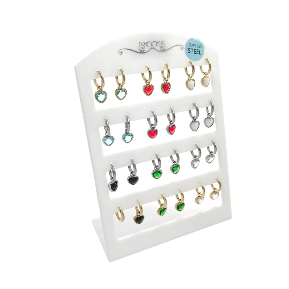 Cuore Zirconia-12Paia Orecchini a in Acciaio - OPA-103-AA132E