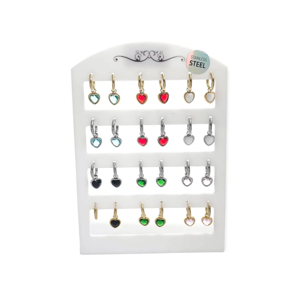 Cuore Zirconia-12Paia Orecchini a in Acciaio - OPA-103-AA132E