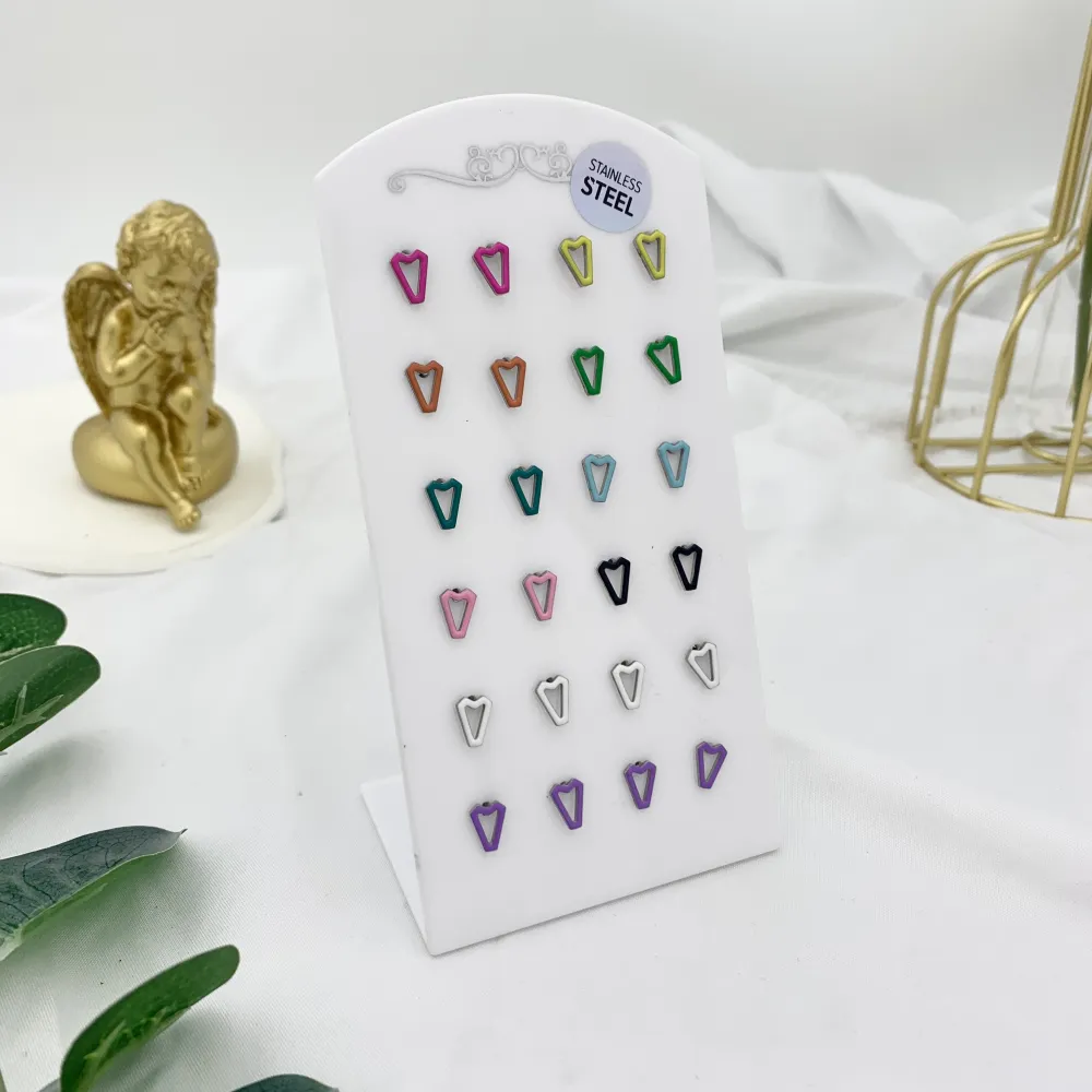 Triangolo  Smaltato-12Paia Orecchini a Lobo in Acciaio - OPA-103-AA1601E