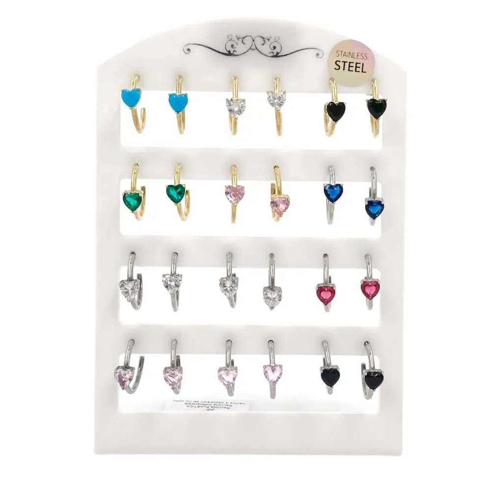 Cuore-12 Paia Orecchini in Acciaio - OPA-103-AA165E