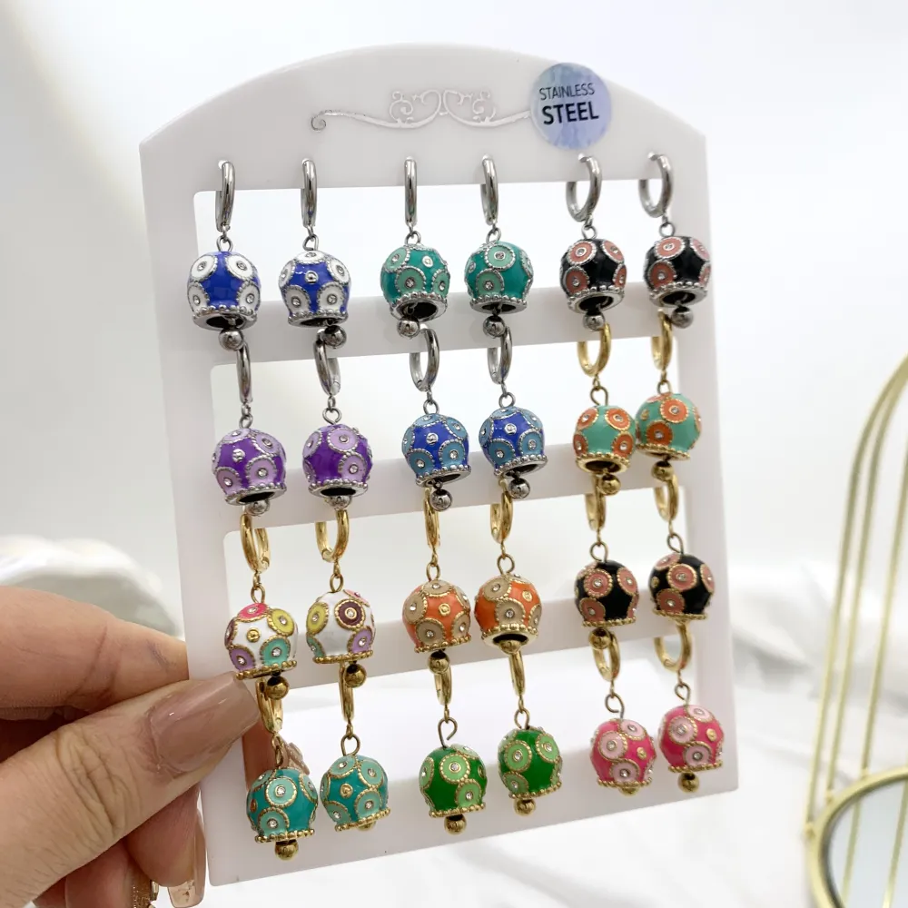 Campanello Smaltato-12Paia Orecchini in Acciaio - OPA-103-AA1732E