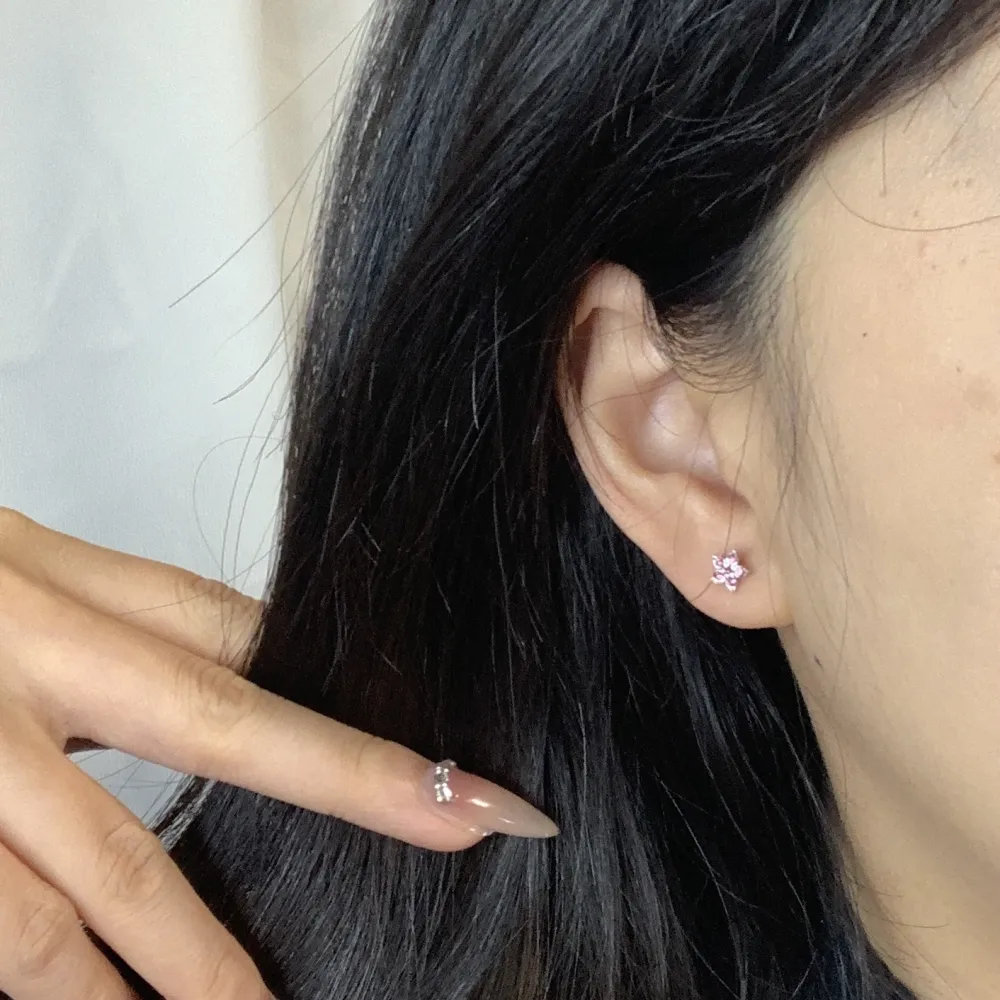 Fiore con Zirconia-12Paia Orecchini a Lobo in Acciaio - OPA-103-AA2554E