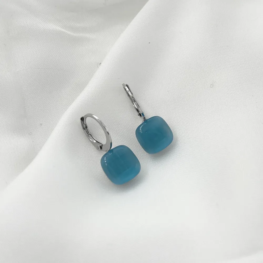 Pietra Luna Quadrata-12 Paia Orecchini in Acciaio con Monachell - OPA103-AA323E