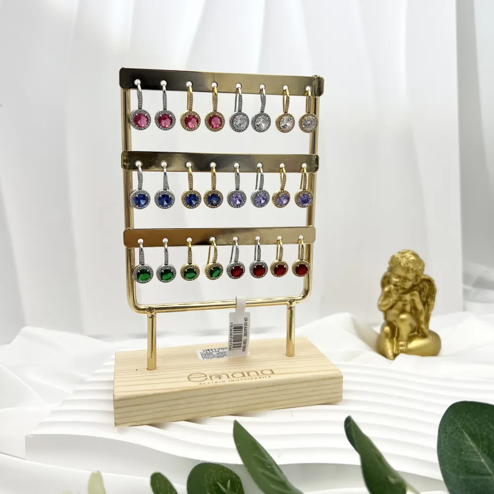 Punto Luce Tondo-12Paia Orecchini in Acciaio con Espositore - OPA-103-AA4705E