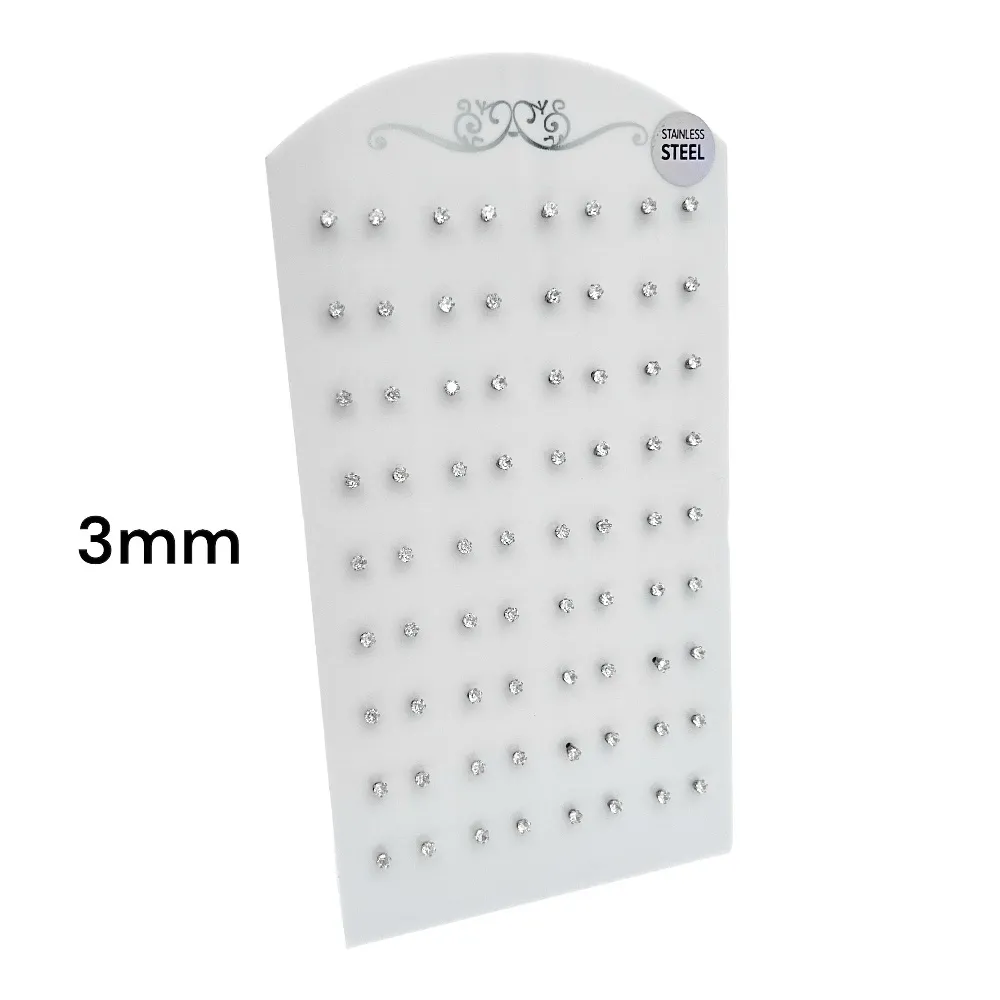 Punto Luce 3mm 6Griffe-36Paia Orecchini in Acciaio - OPA-107-87 3mm