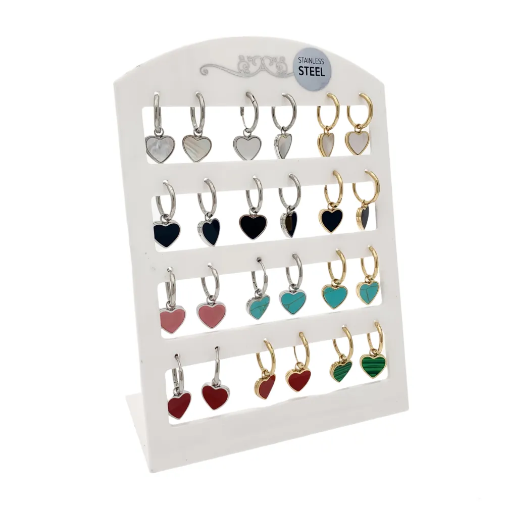 Cuore Smaltato-12Paia Orecchini in Acciaio - OPA-413-868