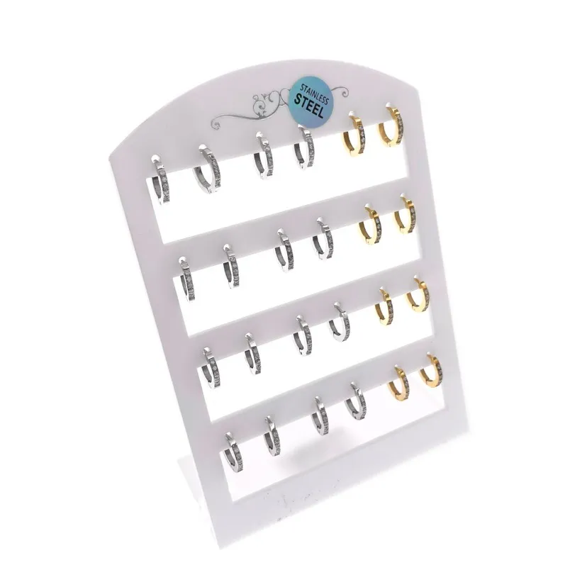 Cerchio Quadrato 2x9mm con Zirconia-24Pz Orecchini in Acciaio - OPA-450-308