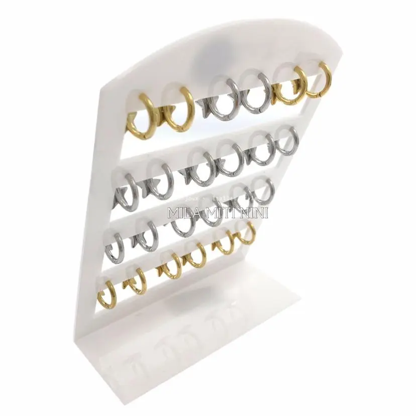 OPA450-403-Cerchio 2x10 Stella-12 Paia Orecchini in Acciaio - OPA-450-403 2x10mm