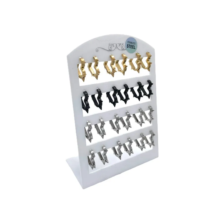 Cuore con Borchie-24Pz Orecchini in Acciaio - OPA-450-489