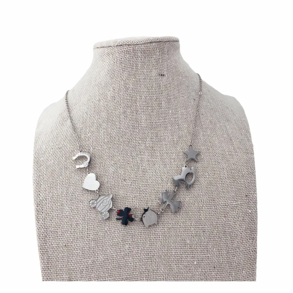 Collana corta in  acciaio - PORTA FORTUNA  FAVOLE  MIX 3995   -COLLANA ACCIAIO