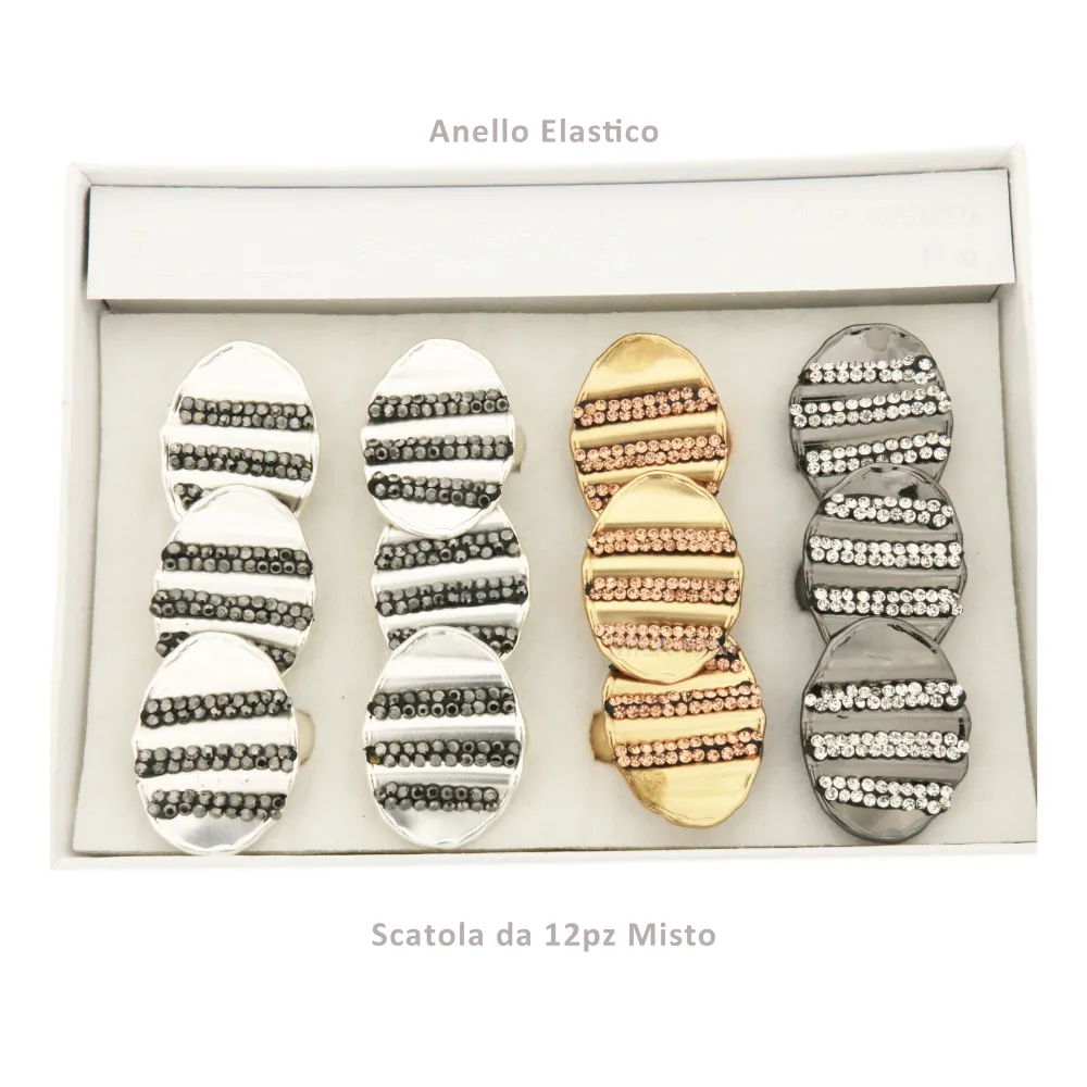 SAME Ovale Strass  Scatola 12pz - Anello Elastico 1268 - SAME Ovale Strass  Scatola 12pz - Anello Elastico 1268