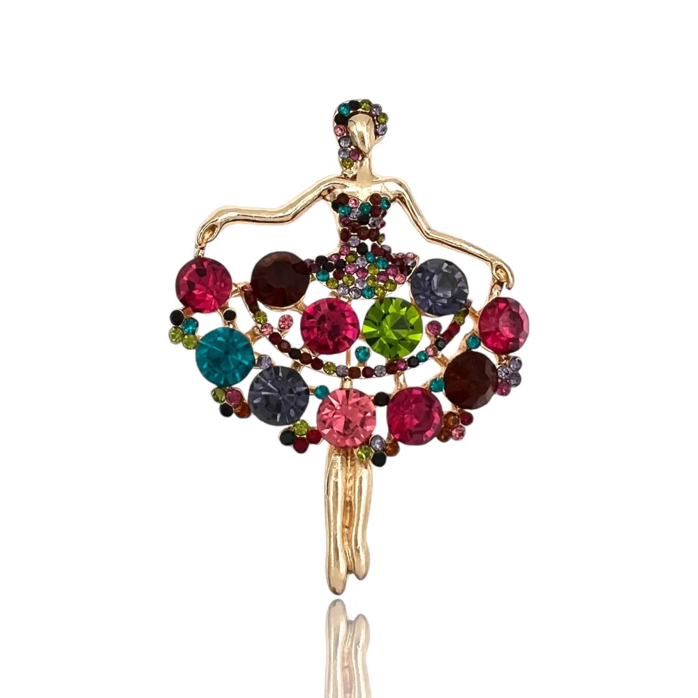 Ballerina-Spilla in Metallo e Strass - SPM-312-370