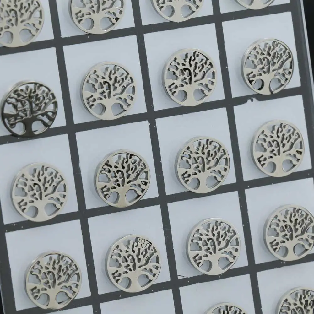 Albero della Vita Grande - Orecchini Acciaio (Conf. da 12 paia)_Argento_2