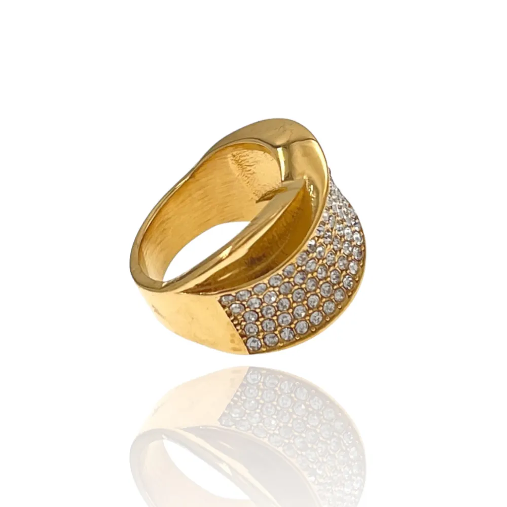 Onda con Strass-Anello in Acciaio con Misura - AAM-103-AA2011R