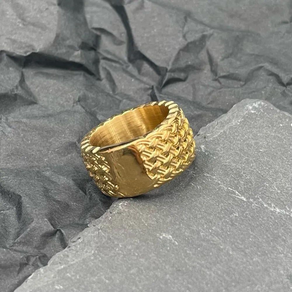 Fede con Intrecciato-Anello in Acciaio con Misure - AAM-423-52