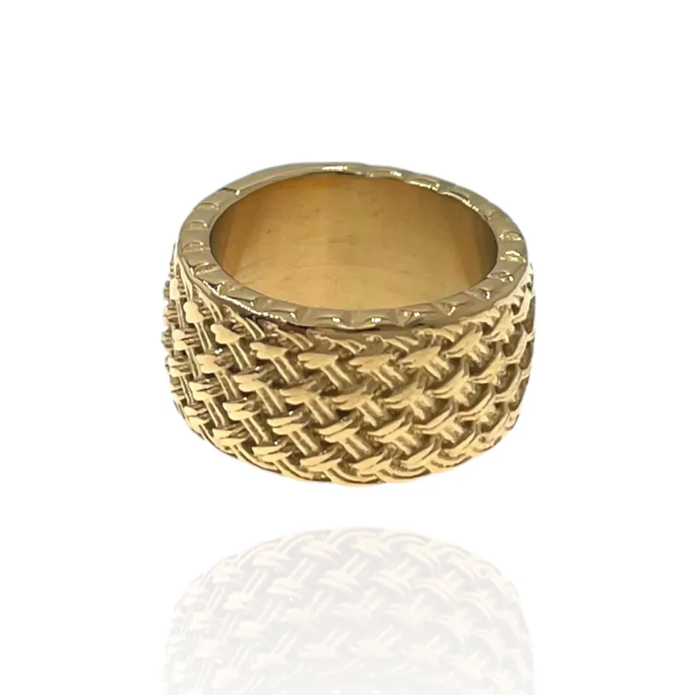 Fede con Intrecciato-Anello in Acciaio con Misure - AAM-423-52