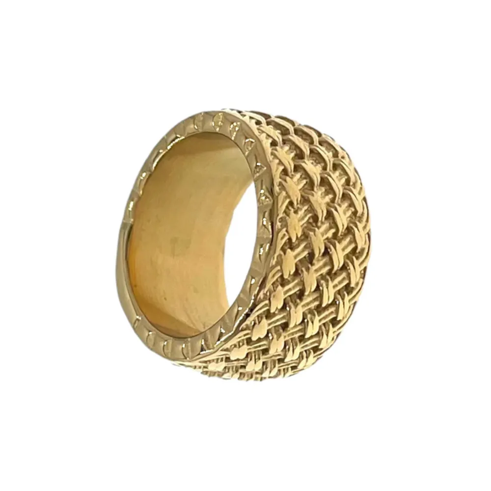 Fede con Intrecciato-Anello in Acciaio con Misure - AAM-423-52