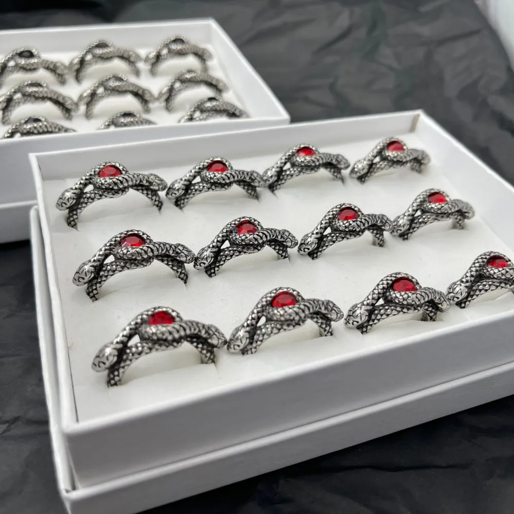 Serpente con Pietra-Anello in Acciaio con Misure - AAM-518-225