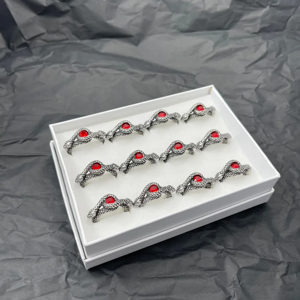 Serpente con Pietra-Anello in Acciaio con Misure - AAM-518-225