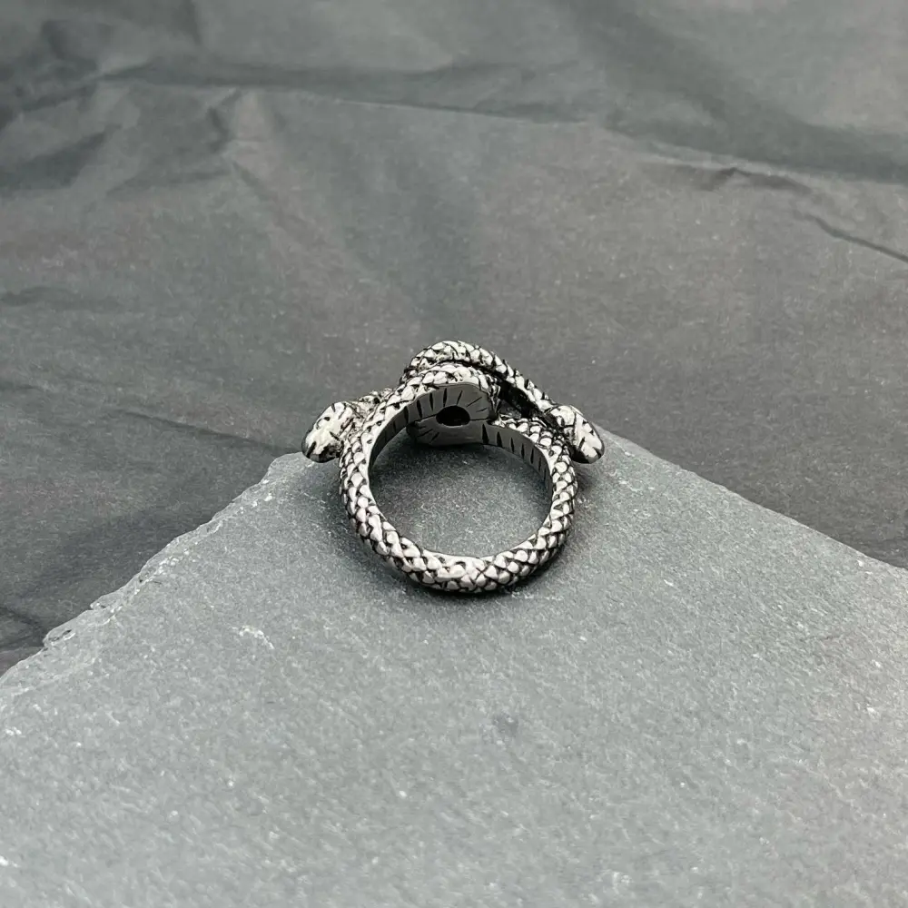 Serpente con Pietra-Anello in Acciaio con Misure - AAM-518-225