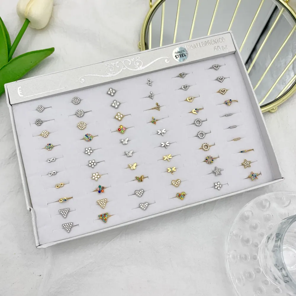 Mix Con Zirconia da Farange-60pz Anelli da Farange/Mignolo in A - AAR-103-AA1501-1515R