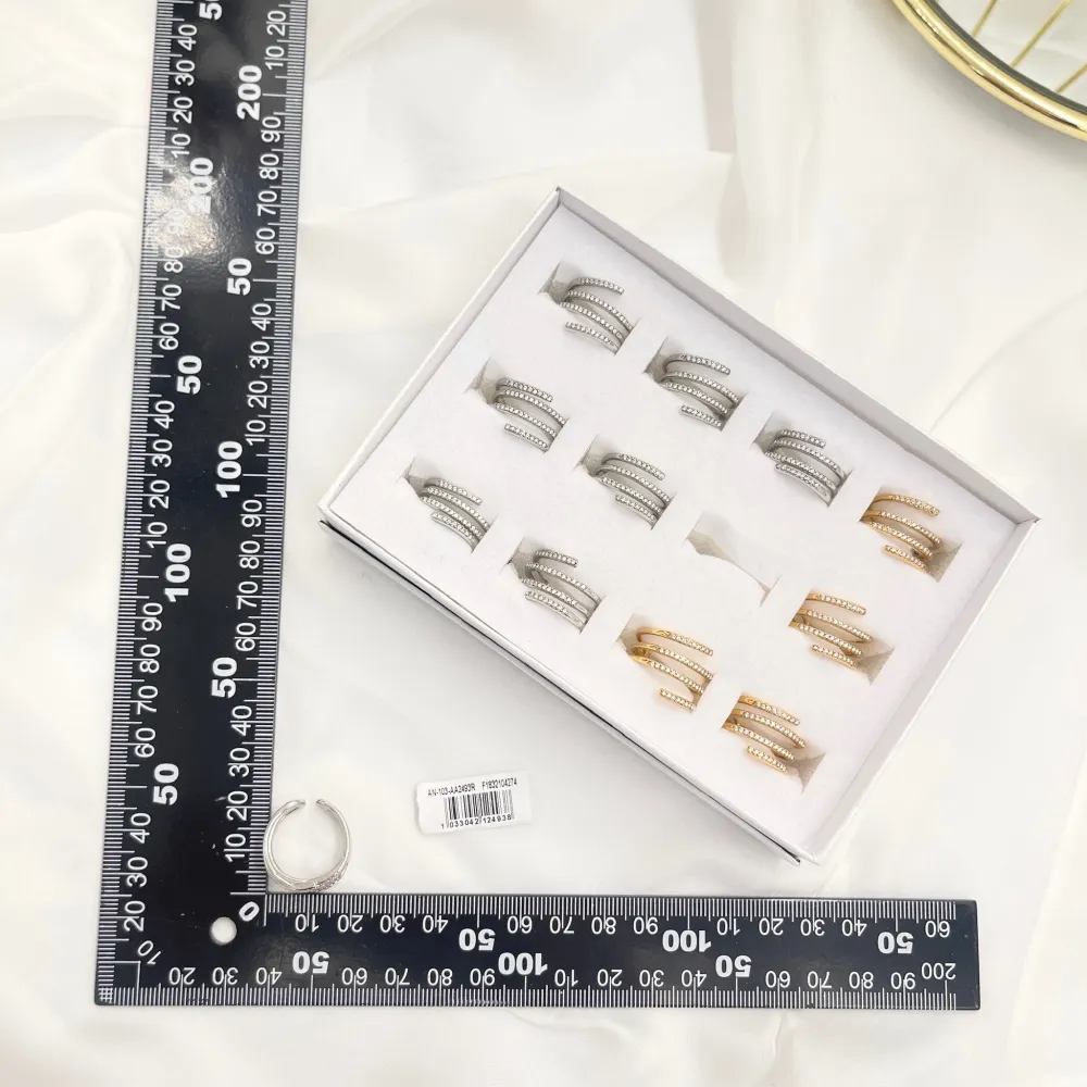 Multifili con Zirconia-Anello Regolabile in Acciaio - AAR-103-AA2493R