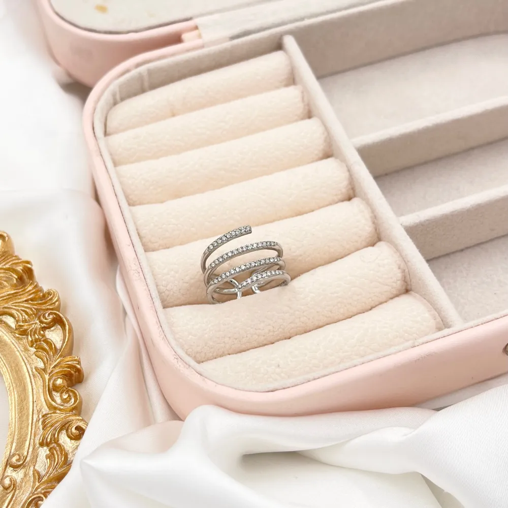 Multifili con Zirconia-Anello Regolabile in Acciaio - AAR-103-AA2493R