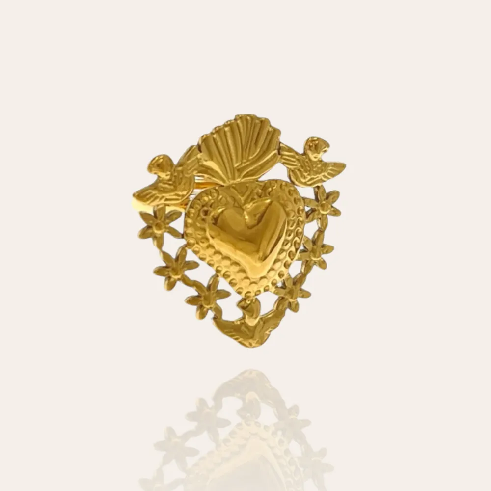 Sacro Cuore-Anello Regolabile in Acciaio - AAR-103-AA2706B