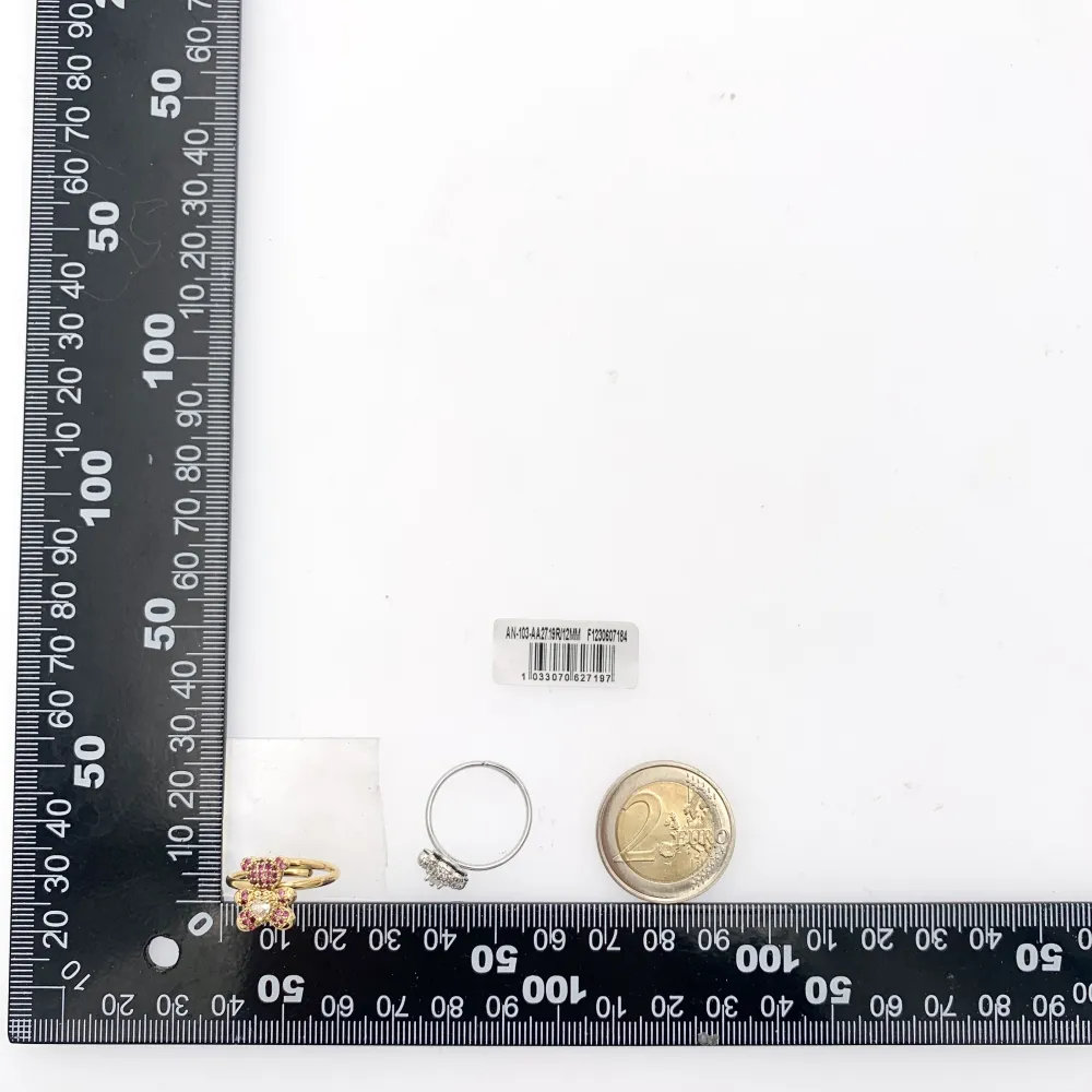 Orsetto Piccolo con Zirconia-36Pz Anelli Regolabili in Acciaio - AAR-103-AA2719R 12mm