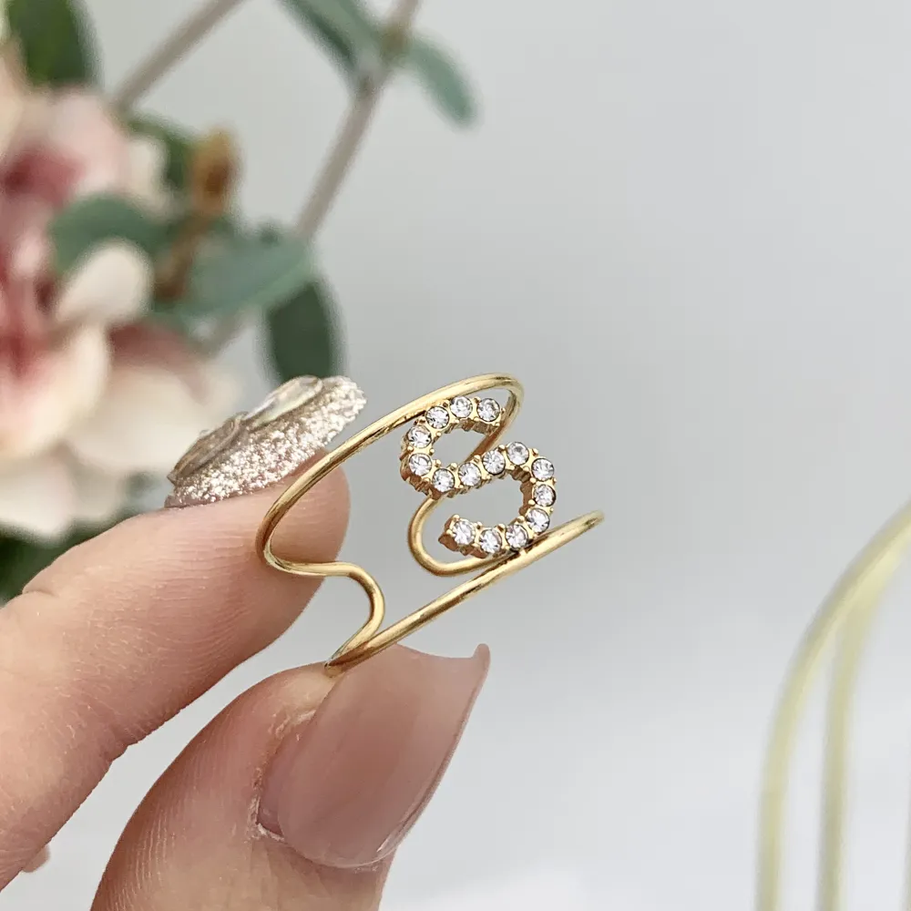 Iniziale con Zirconia-36pz Anelli Regolabili in Acciaio - AAR-103-AA2982R