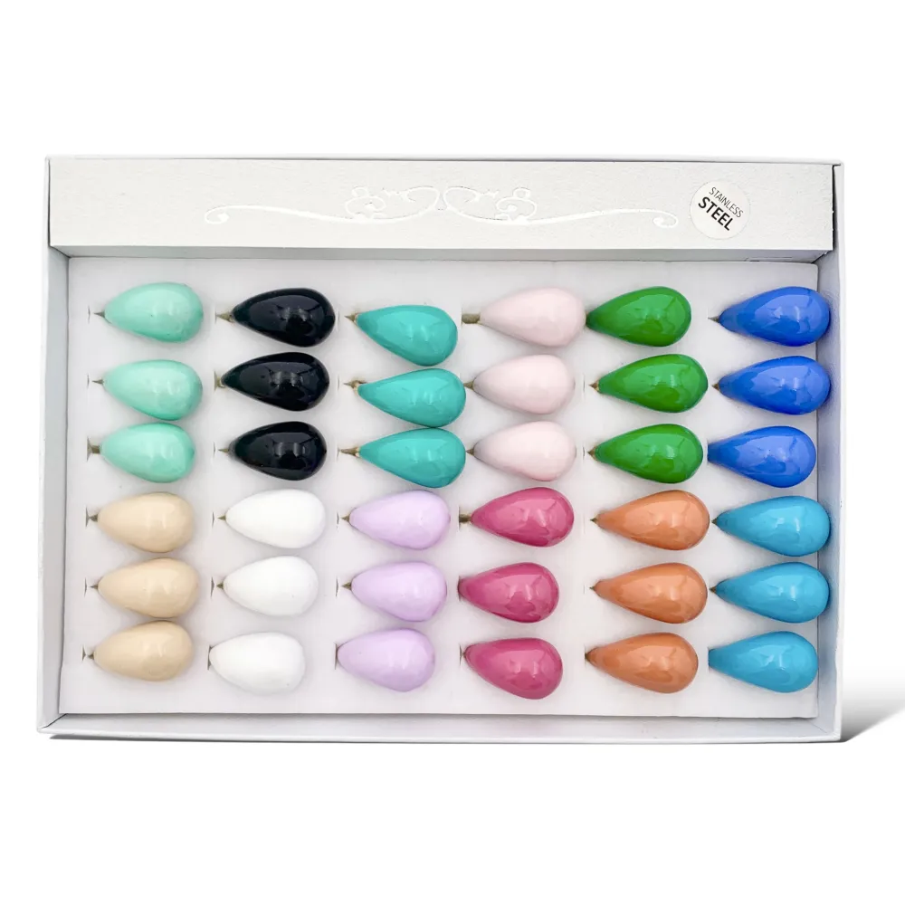 Goccia Smaltata-36pz Anelli Regolabili in Acciaio - AAR-103-AA3317R 36p