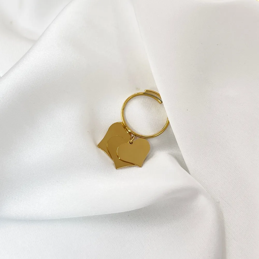 Tre CuoriPendenti-Anello Regolabile in Acciaio - AAR-103-AA4552R