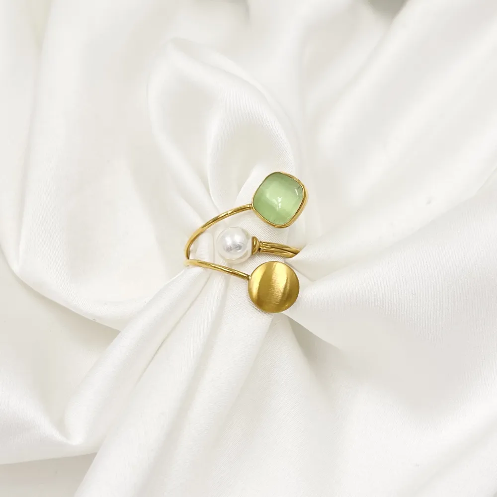 Pietra Perla-24pz Anelli Regolabili in Acciaio - AAR-103-AA5159R