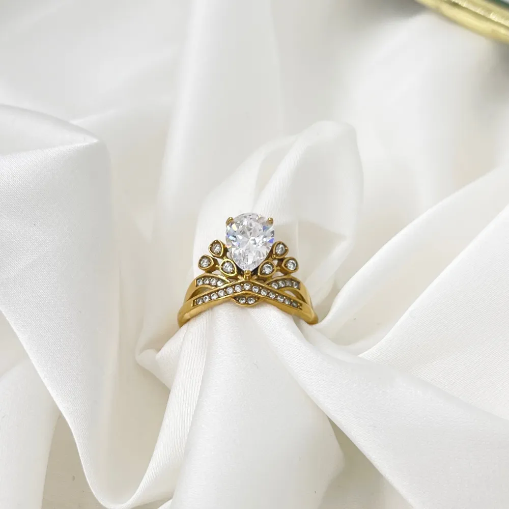 Corona  -Anello Regolabile in Acciaio - AAR-103-AA5177R