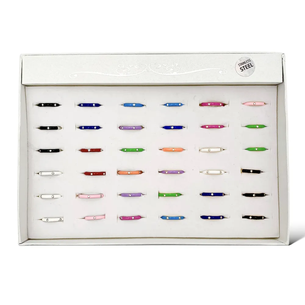 Smaltato con Punti Luci-36Pz Anelli Regolabili in Acciaio - AAR-103-AA583R