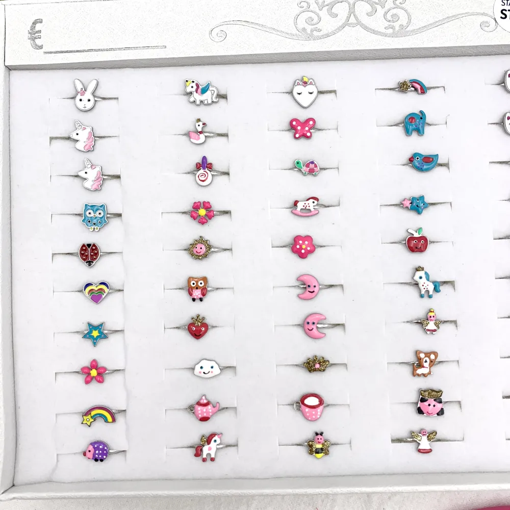 Mix Fantasia Smaltata-60pz Anelli da Bambina in Acciaio Regolab - AAR-103-AA896