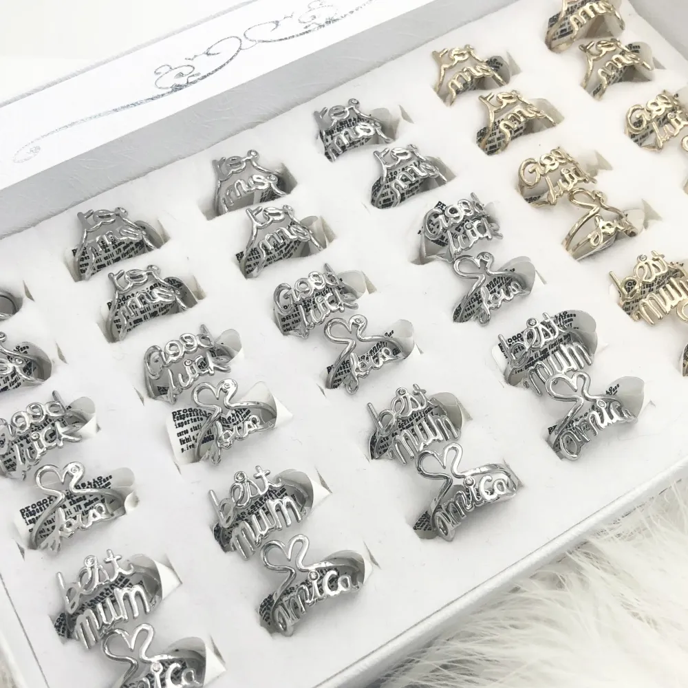 Scritte -36pz mix anelli regolabili in Acciaio - AAR104-A103