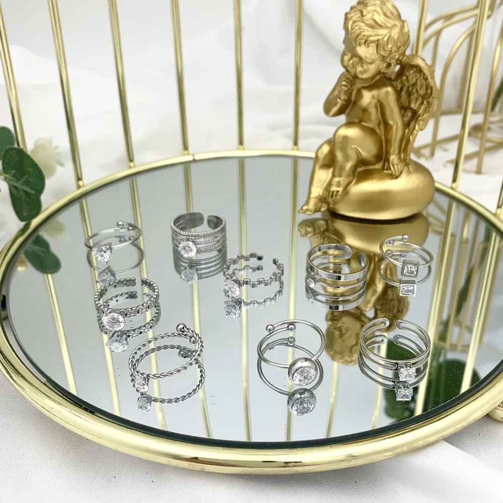 Mix con Punto Luce-60Pz Anelli Regolabili in Acciaio - AAR-105-178