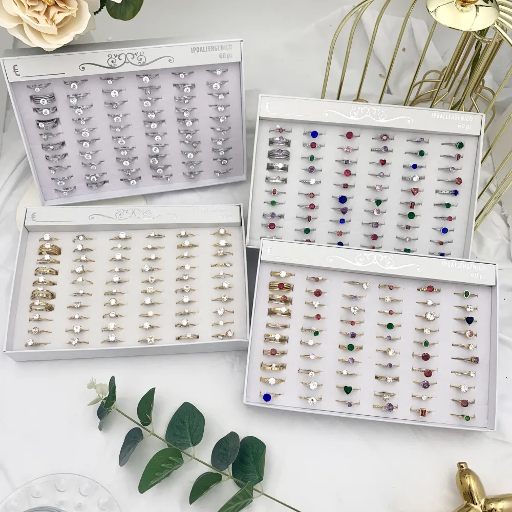 Mix con Punto Luce-60Pz Anelli Regolabili in Acciaio - AAR-105-178