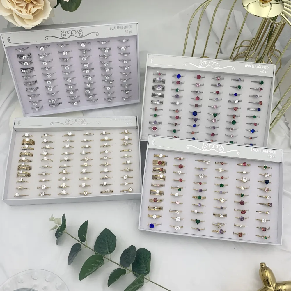 Mix con Punto Luce-60Pz Anelli Regolabili in Acciaio - AAR-105-178